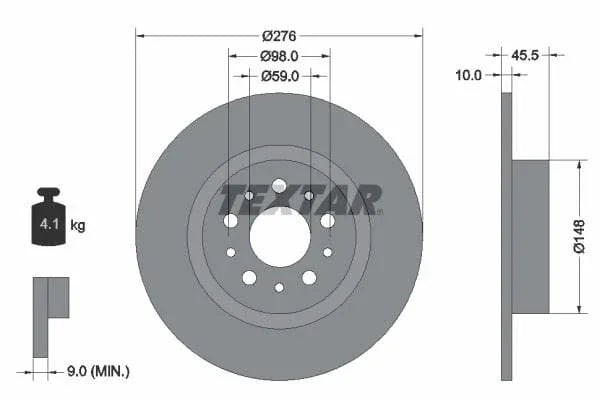 Textar Rear Brake Disc Pro Solid 92114703 276mm - image 3