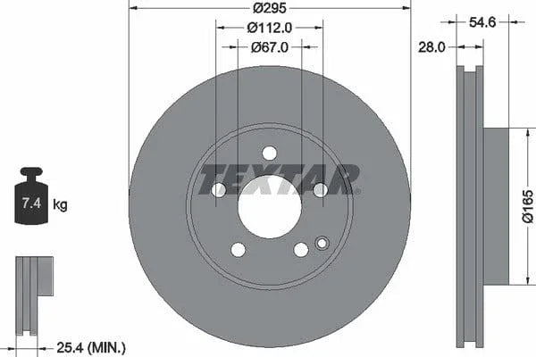 Textar Front Coated High-Carbon Brake Disc Pro+ Vented 92115105 295mm - image 4