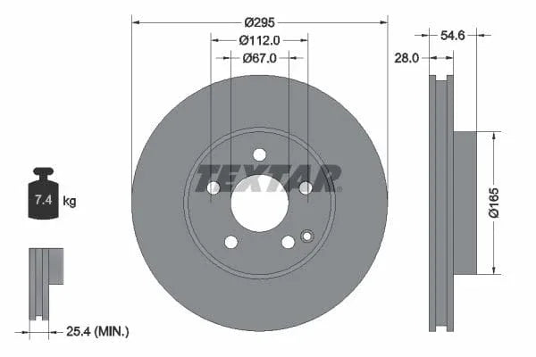 Textar Front Coated High-Carbon Brake Disc Pro+ Vented 92115105 295mm - image 3