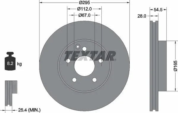 Textar Front Coated High-Carbon Brake Disc Pro+ Vented 92115205 295mm - image 4