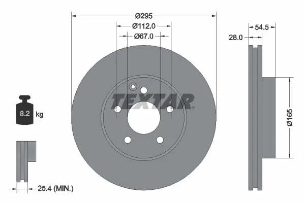 Textar Front Coated High-Carbon Brake Disc Pro+ Vented 92115205 295mm - image 3