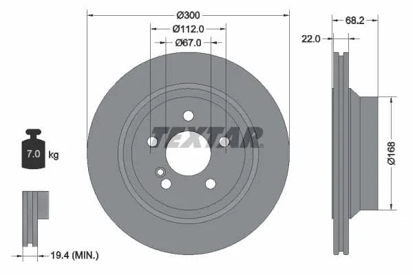 Textar Rear Brake Disc Pro+ Vented 92115505 300mm - image 3