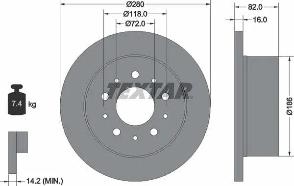 Textar Rear Brake Disc Pro Solid 92116103 280mm - image 4