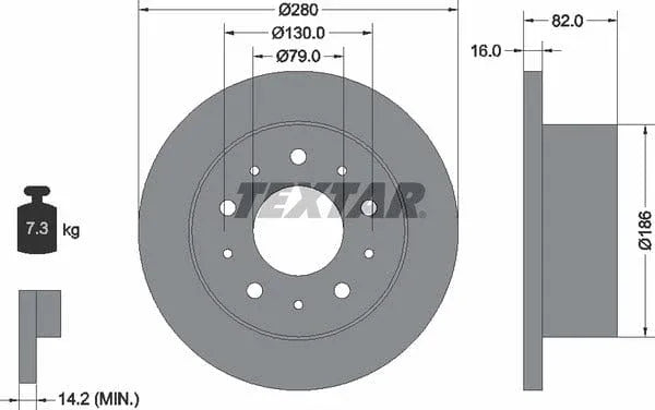 Textar Rear Brake Disc Pro Solid 92116203 280mm - image 4