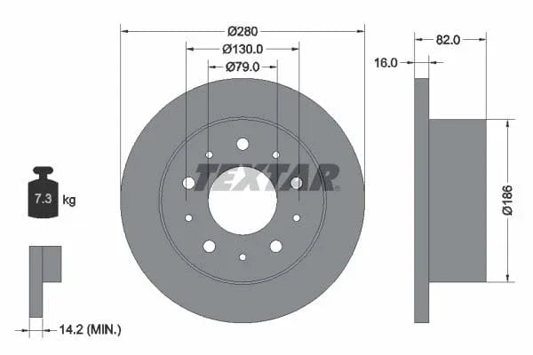 Textar Rear Brake Disc Pro Solid 92116203 280mm - image 3