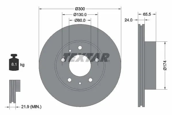 Textar Front Coated Brake Disc Pro Vented 92116703 300mm - image 3