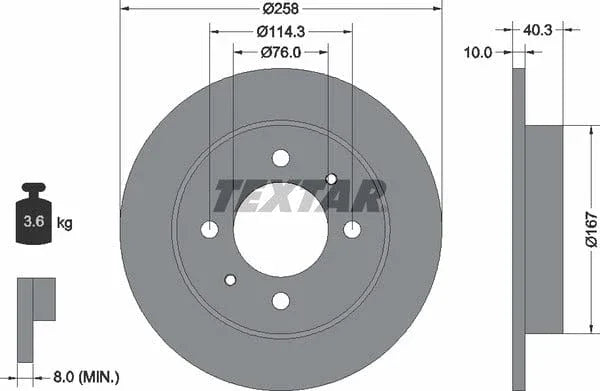 Textar Rear Brake Disc Pro Solid 92117103 258mm - image 4