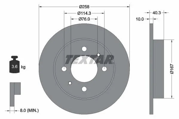 Textar Rear Brake Disc Pro Solid 92117103 258mm - image 3