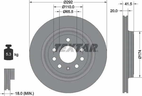 Textar Rear Brake Disc Pro Vented 92118403 292mm - image 4