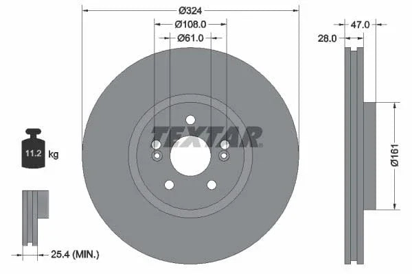 Textar Front Coated High-Carbon Brake Disc Pro+ Vented 92119405 324mm - image 3