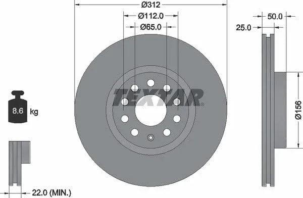 Textar Front Coated High-Carbon Brake Disc Pro+ Vented 92120505 312mm - image 4