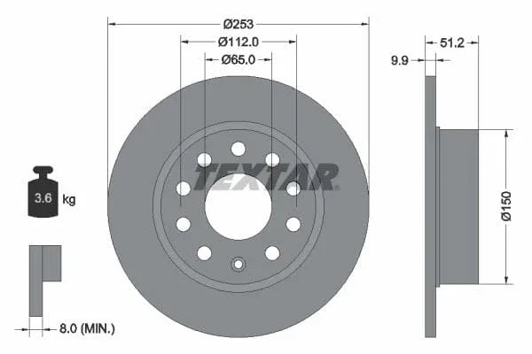 Textar Rear Brake Disc Pro Solid 92120903 253mm - image 3