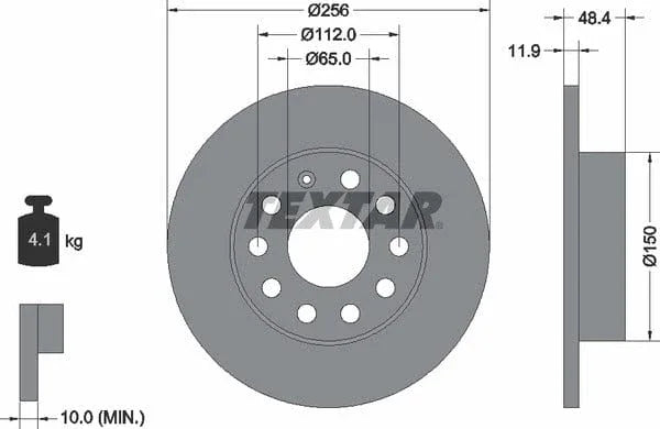 Textar Rear Brake Disc Pro Solid 92121103 256mm - image 4