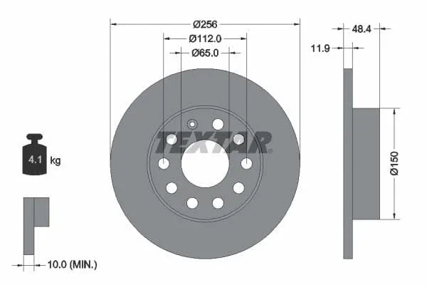 Textar Rear Brake Disc Pro Solid 92121103 256mm - image 3