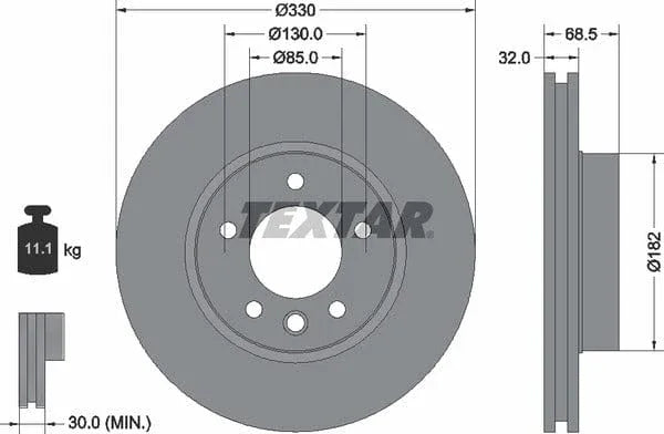 Textar Front Coated High-Carbon Brake Disc Pro+ Vented 92121605 330mm - image 4