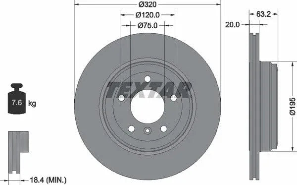Textar Rear Brake Disc Pro Vented 92122703 320mm - image 4