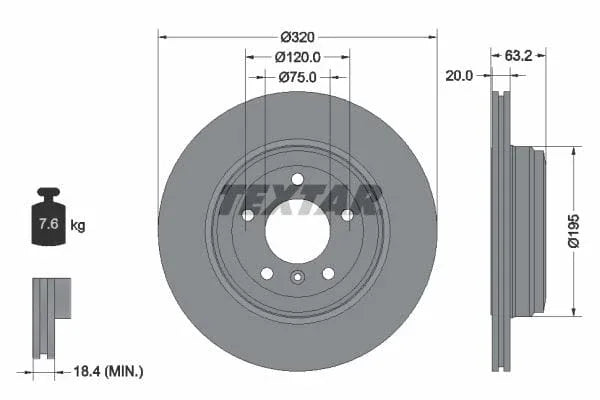 Textar Rear Brake Disc Pro Vented 92122703 320mm - image 3