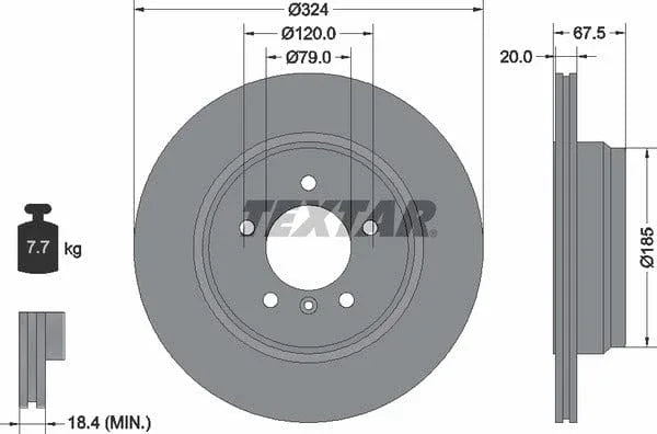 Textar Rear Brake Disc Pro Vented 92123103 324mm - image 4