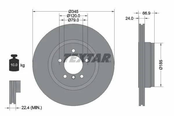 Textar Rear Brake Disc Pro Vented 92123203 345mm - image 3