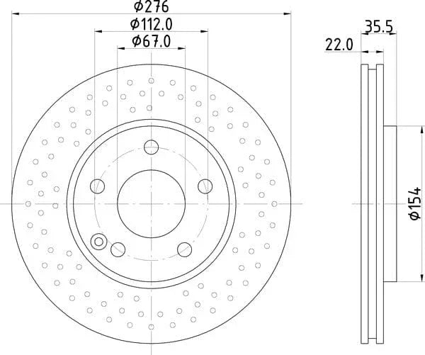 Textar Front Coated Brake Disc Pro Perforated Vented 92124403 276mm - image 4