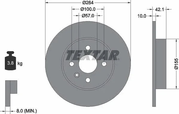 Textar Rear Brake Disc Pro Solid 92124703 264mm - image 4