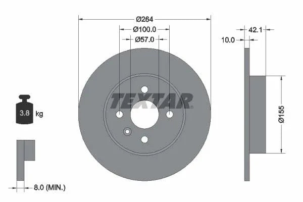 Textar Rear Brake Disc Pro Solid 92124703 264mm - image 3