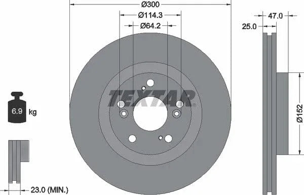 Textar Front Brake Disc Vented 92125000 300mm - image 4
