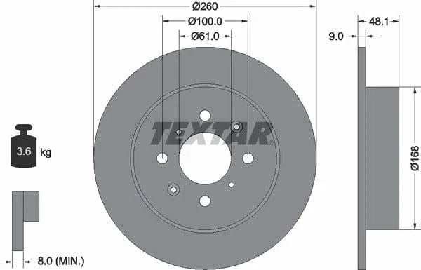 Textar Rear Brake Disc Pro Solid 92125403 260mm - image 4
