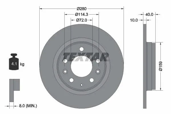Textar Rear Brake Disc Pro Solid 92125603 280mm - image 3
