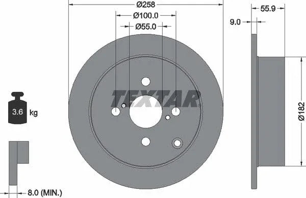 Textar Rear Brake Disc Pro Solid 92126103 258mm - image 4