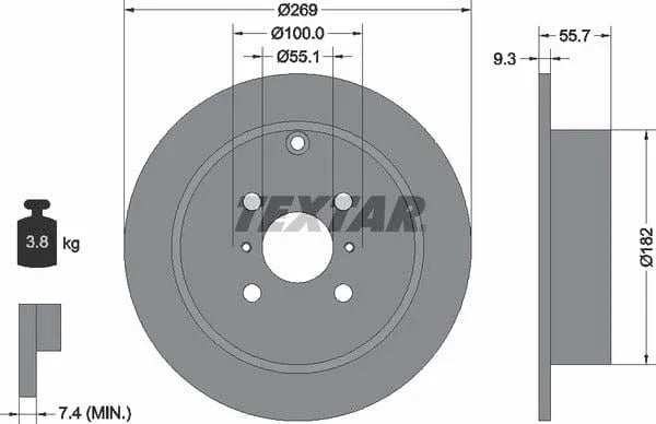 Textar Rear Brake Disc Pro Solid 92126203 269mm - image 4