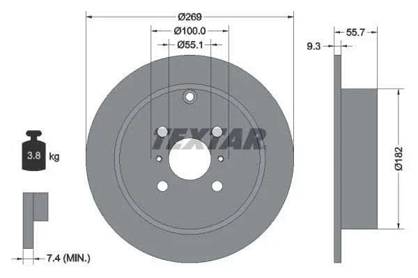 Textar Rear Brake Disc Pro Solid 92126203 269mm - image 3