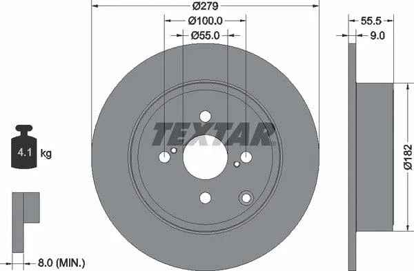 Textar Rear Brake Disc Pro Solid 92126303 279mm - image 4