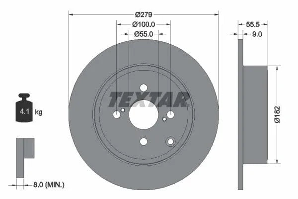 Textar Rear Brake Disc Pro Solid 92126303 279mm - image 3