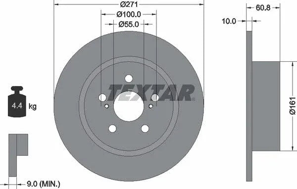 Textar Rear Brake Disc Pro Solid 92126503 271mm - image 4