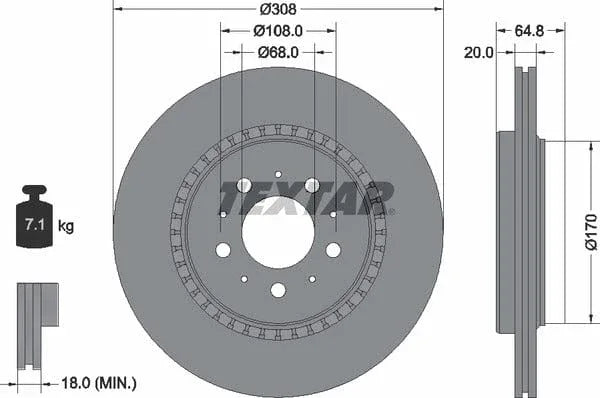 Textar Rear Brake Disc Pro Vented 92126803 308mm - image 4
