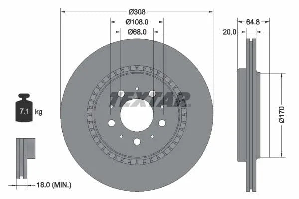 Textar Rear Brake Disc Pro Vented 92126803 308mm - image 3