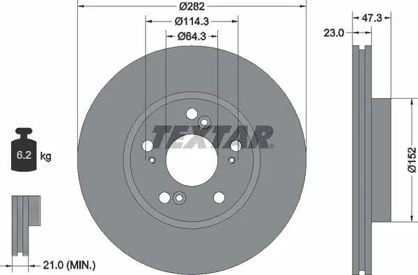 Textar Front Brake Disc Vented 92128400 282mm - image 4