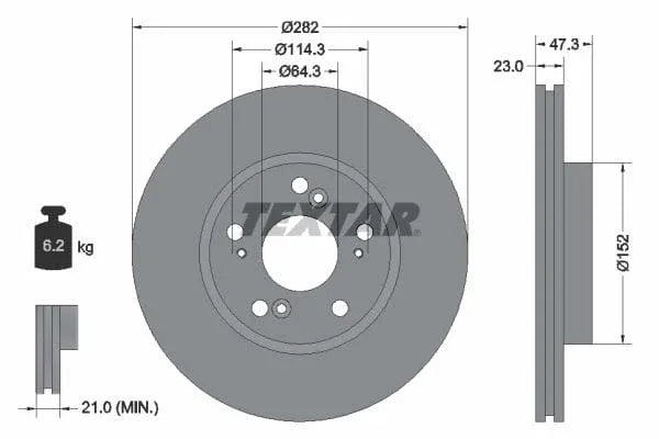 Textar Front Brake Disc Vented 92128400 282mm - image 3