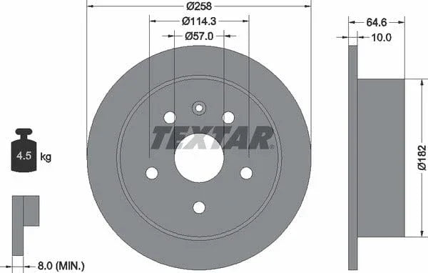 Textar Rear Brake Disc Solid 92128900 258mm - image 4