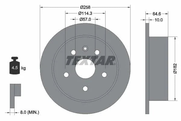 Textar Rear Brake Disc Solid 92128900 258mm - image 3