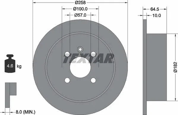 Textar Rear Brake Disc Solid 92129000 258mm - image 4