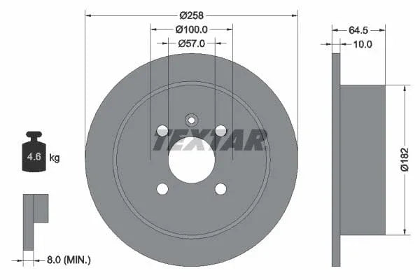 Textar Rear Brake Disc Solid 92129000 258mm - image 3