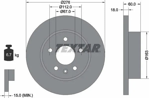 Textar Front Coated Brake Disc Pro Solid 92129203 276mm - image 4