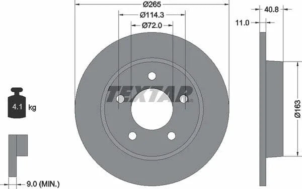 Textar Rear Brake Disc Solid 92130500 265mm - image 4