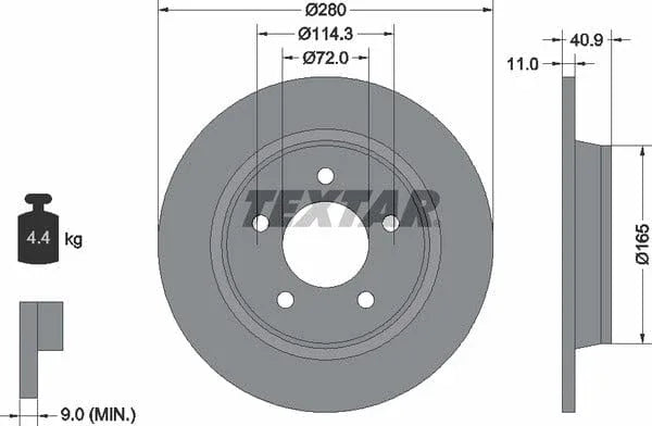 Textar Rear Brake Disc Solid 92130600 280mm - image 4