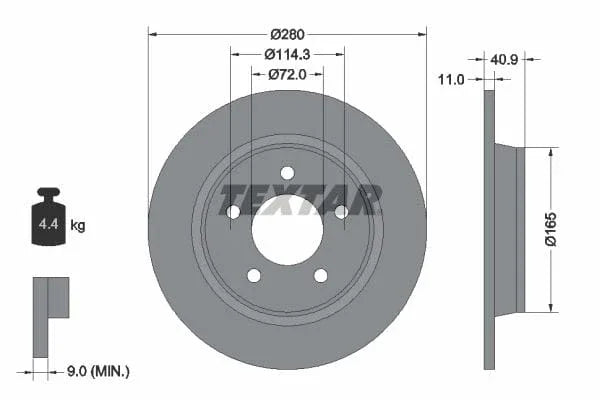 Textar Rear Brake Disc Solid 92130600 280mm - image 3