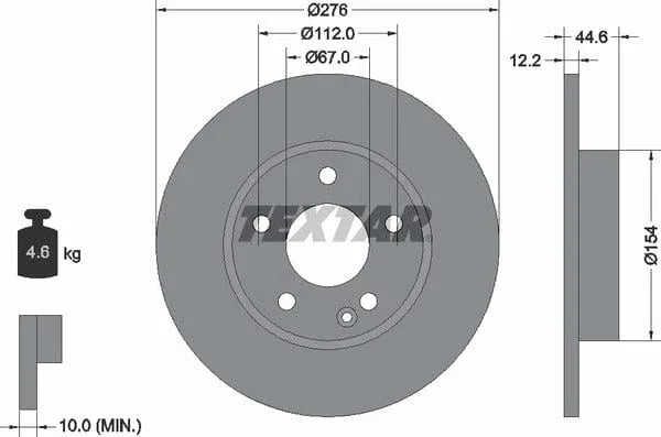 Textar Front Coated Brake Disc Pro Solid 92131803 276mm - image 4