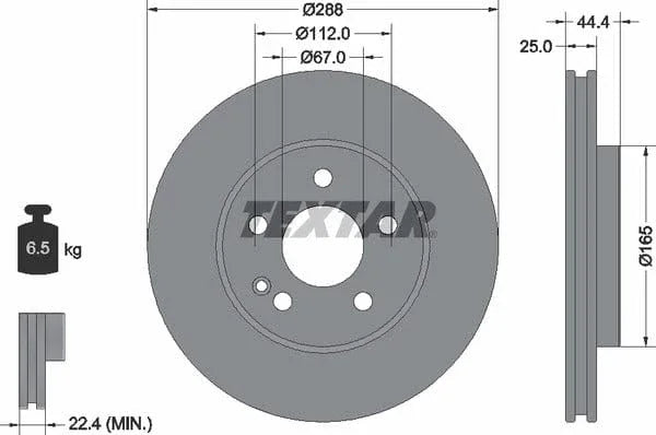 Textar Front Coated High-Carbon Brake Disc Pro+ Vented 92132005 288mm - image 4