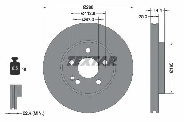 Textar Front Coated High-Carbon Brake Disc Pro+ Vented 92132005 288mm - image 3